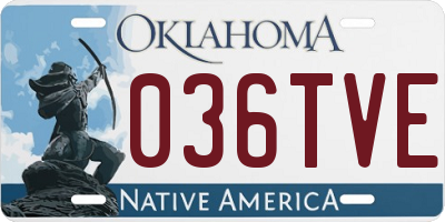 OK license plate 036TVE