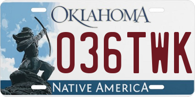 OK license plate 036TWK