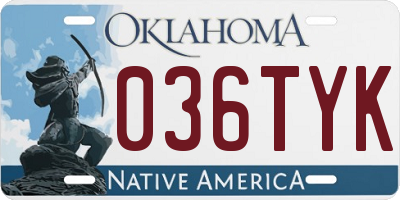 OK license plate 036TYK