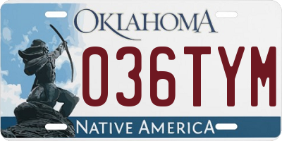 OK license plate 036TYM