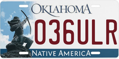 OK license plate 036ULR