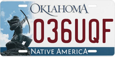 OK license plate 036UQF
