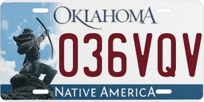 OK license plate 036VQV