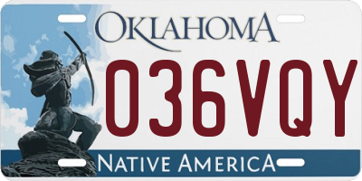 OK license plate 036VQY