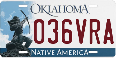 OK license plate 036VRA