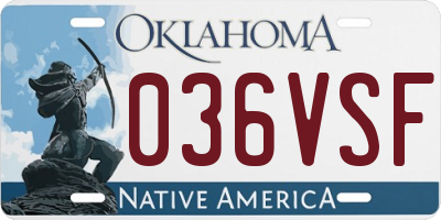 OK license plate 036VSF