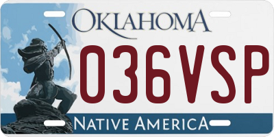 OK license plate 036VSP