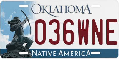OK license plate 036WNE