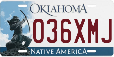 OK license plate 036XMJ