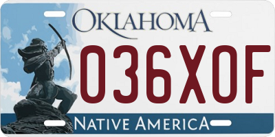 OK license plate 036XOF