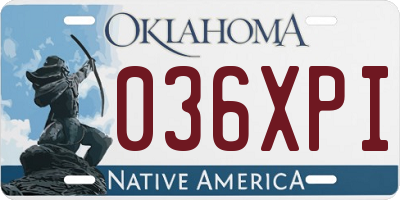 OK license plate 036XPI
