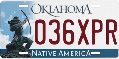OK license plate 036XPR