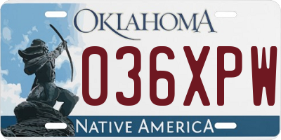OK license plate 036XPW