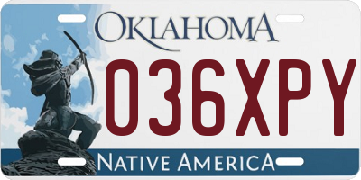 OK license plate 036XPY