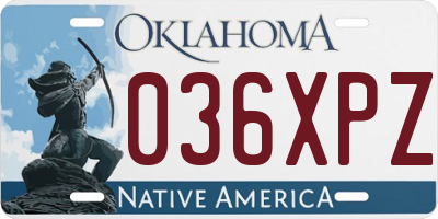 OK license plate 036XPZ