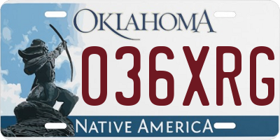 OK license plate 036XRG