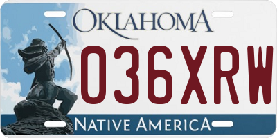 OK license plate 036XRW