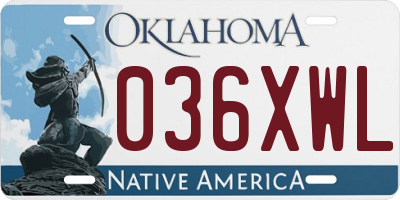 OK license plate 036XWL