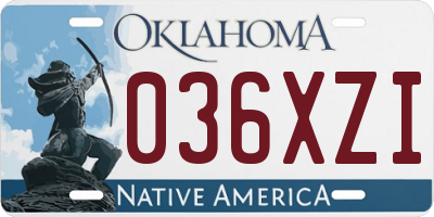 OK license plate 036XZI