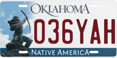 OK license plate 036YAH