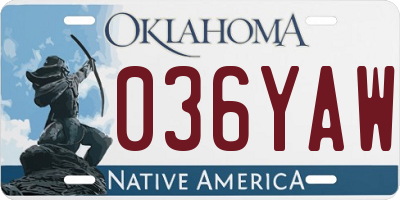 OK license plate 036YAW