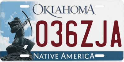 OK license plate 036ZJA