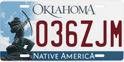 OK license plate 036ZJM