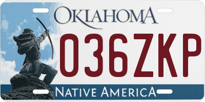 OK license plate 036ZKP