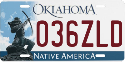 OK license plate 036ZLD