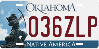 OK license plate 036ZLP