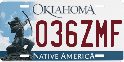 OK license plate 036ZMF