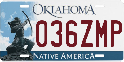 OK license plate 036ZMP