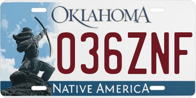 OK license plate 036ZNF