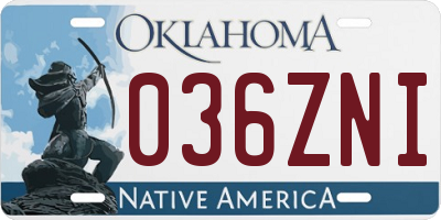 OK license plate 036ZNI
