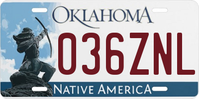 OK license plate 036ZNL