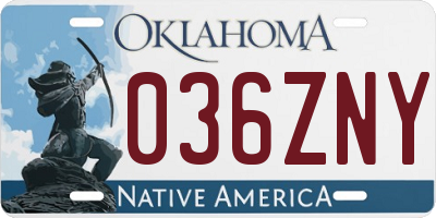 OK license plate 036ZNY