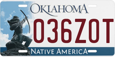 OK license plate 036ZOT
