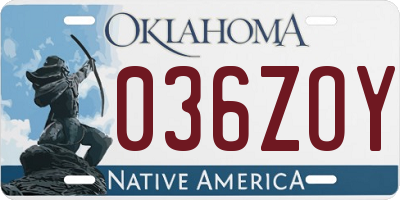 OK license plate 036ZOY