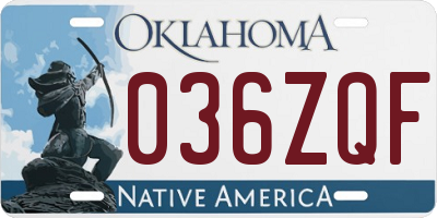 OK license plate 036ZQF