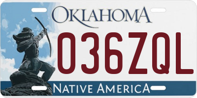 OK license plate 036ZQL