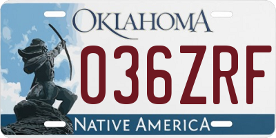 OK license plate 036ZRF