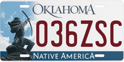 OK license plate 036ZSC