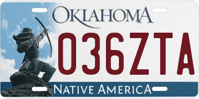OK license plate 036ZTA