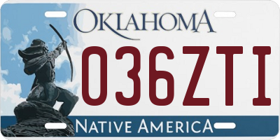 OK license plate 036ZTI