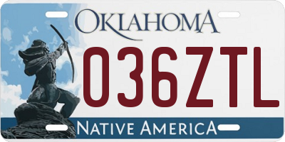 OK license plate 036ZTL
