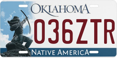 OK license plate 036ZTR