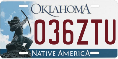 OK license plate 036ZTU