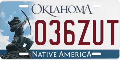 OK license plate 036ZUT