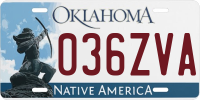 OK license plate 036ZVA