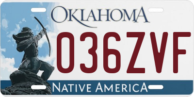 OK license plate 036ZVF